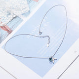 925 Silver Mermaid Tail Charm Necklace Crystal Choker Collar