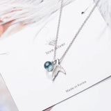 925 Silver Mermaid Tail Charm Necklace Crystal Choker Collar