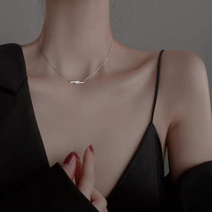 925 Silver Zircon Geometric Necklace for Women