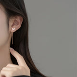 925 Silver Micro-paved Butterfly Drop Earrings Pull Through Threader