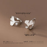 925 Silver Ginkgo Leaf Clip-On Earrings for Women