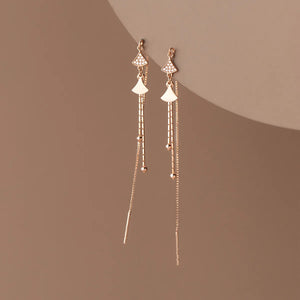 925 Sterling Silver Zircon Drop Earrings Tassel Jewelry