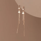925 Sterling Silver Zircon Drop Earrings Tassel Jewelry