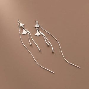 925 Sterling Silver Zircon Drop Earrings Tassel Jewelry