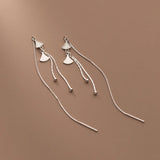 925 Sterling Silver Zircon Drop Earrings Tassel Jewelry