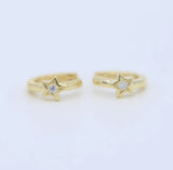 925 Silver Mini Hoop Earrings Star Band Huggie Small Hoop Jewelry Women