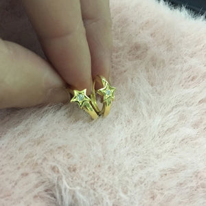 925 Silver Mini Hoop Earrings Star Band Huggie Small Hoop Jewelry Women