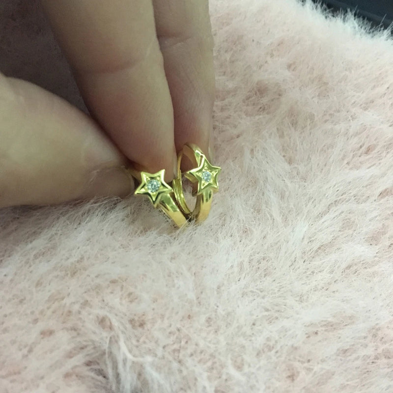 925 Silver Mini Hoop Earrings Star Band Huggie Small Hoop Jewelry Women