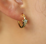 925 Silver Mini Hoop Earrings Star Band Huggie Small Hoop Jewelry Women