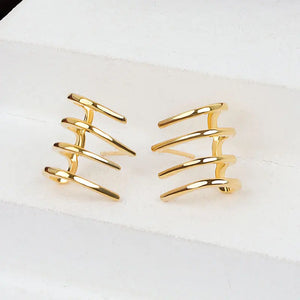 925 Silver Minimalist 4 Lines Hoop Earrings Women Party Jewelry OL Accessories