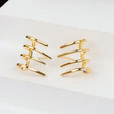 925 Silver Minimalist 4 Lines Hoop Earrings Women Party Jewelry OL Accessories