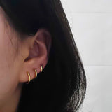 925 Silver Round Hoop Earrings Fine Jewelry 18k Punk Minimalist