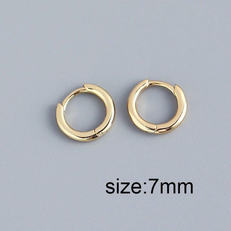 925 Silver Round Hoop Earrings Fine Jewelry 18k Punk Minimalist