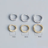 925 Silver Round Hoop Earrings Fine Jewelry 18k Punk Minimalist