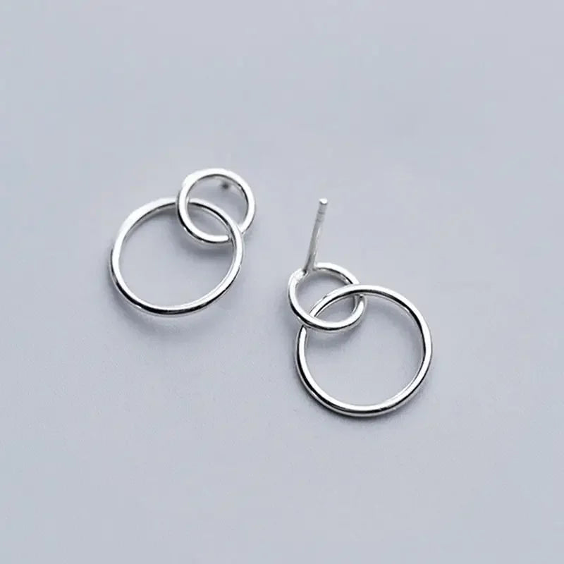 925 Silver Round Stud Earring Women Birthday Punk Fine Jewelry