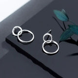925 Silver Round Stud Earring Women Birthday Punk Fine Jewelry