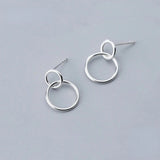925 Silver Round Stud Earring Women Birthday Punk Fine Jewelry