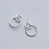 925 Silver Round Stud Earring Women Birthday Punk Fine Jewelry