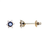925 Silver Money 14K Zircon Sun Stud Earrings Women Wedding Jewelry