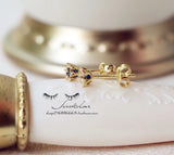 925 Silver Money 14K Zircon Sun Stud Earrings Women Wedding Jewelry