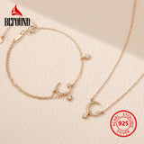 925 Sterling Silver Moon Necklace Women Star CZ Pendants