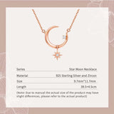 925 Sterling Silver Moon Necklace Women Star CZ Pendants