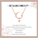 925 Sterling Silver Moon Necklace Women Star CZ Pendants
