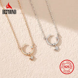 925 Sterling Silver Moon Necklace Women Star CZ Pendants