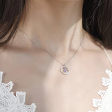 925 Silver Moonstone Round Bead Feather Charm Pendant Necklace