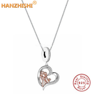 925 Silver Mother Hugs Child Pendant Necklace Jewellery Anniversary Gift