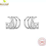 925 Silver Zircon Clip On Earring for Women, No Ear Holes