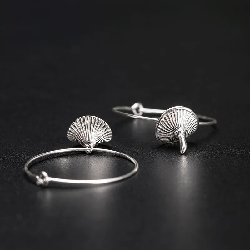 925 Silver Mushroom Hoop Earrings Vintage Jewelry