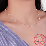 925 Silver Freshwater Pearl Charm Necklace Choker Short Chain Wedding Jewelry