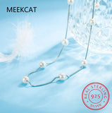 925 Sterling Silver Freshwater Pearl Charm Necklace Choker Short Chain