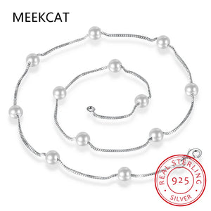 925 Sterling Silver Freshwater Pearl Charm Necklace Choker Short Chain