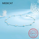 925 Sterling Silver Freshwater Pearl Charm Necklace Choker Short Chain