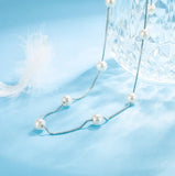 925 Silver Freshwater Pearl Charm Necklace Choker Short Chain Wedding Jewelry