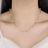 925 Silver Freshwater Pearl Charm Necklace Choker Short Chain Wedding Jewelry