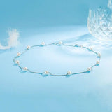 925 Silver Freshwater Pearl Charm Necklace Choker Short Chain Wedding Jewelry