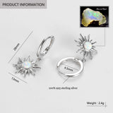 925 Silver Opal Stone Sun Hoop Earrings for Women