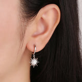 925 Silver Opal Stone Sun Hoop Earrings for Women