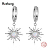 925 Silver Opal Stone Sun Hoop Earrings for Women