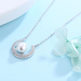 925 Silver Necklace 40+5cm Chain Pearl/CZ Pendants for Girl