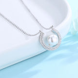 925 Silver Necklace 40+5cm Chain Pearl/CZ Pendants for Girl