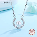 925 Silver Necklace 40+5cm Chain Pearl/CZ Pendants for Girl