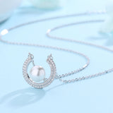 925 Silver Necklace 40+5cm Chain Pearl/CZ Pendants for Girl