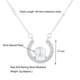 925 Silver Necklace 40+5cm Chain Pearl/CZ Pendants for Girl
