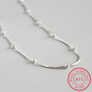 925 Silver Necklace Box Cross Beads Chain For Women Wedding