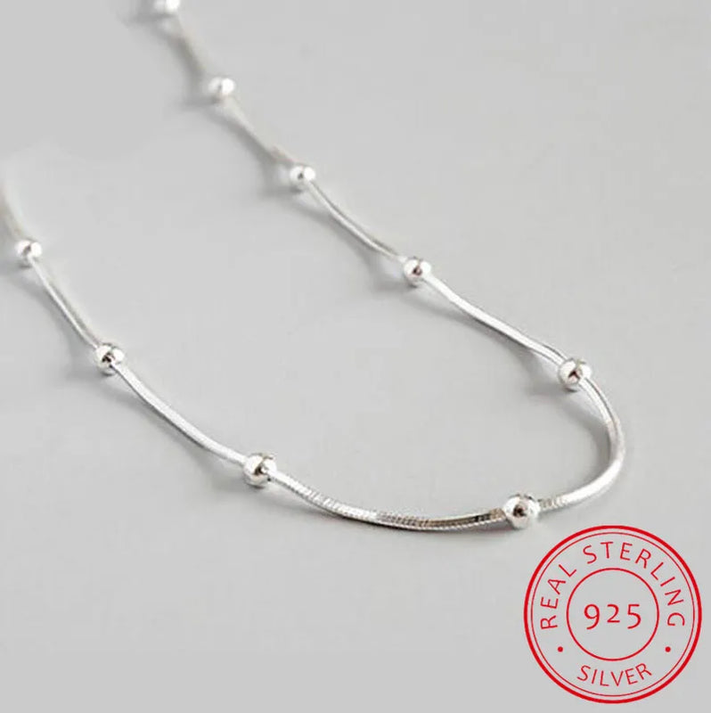 925 Silver Necklace Box Cross Beads Chain For Women Wedding
