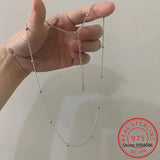 925 Silver Necklace Box Cross Beads Chain For Women Wedding